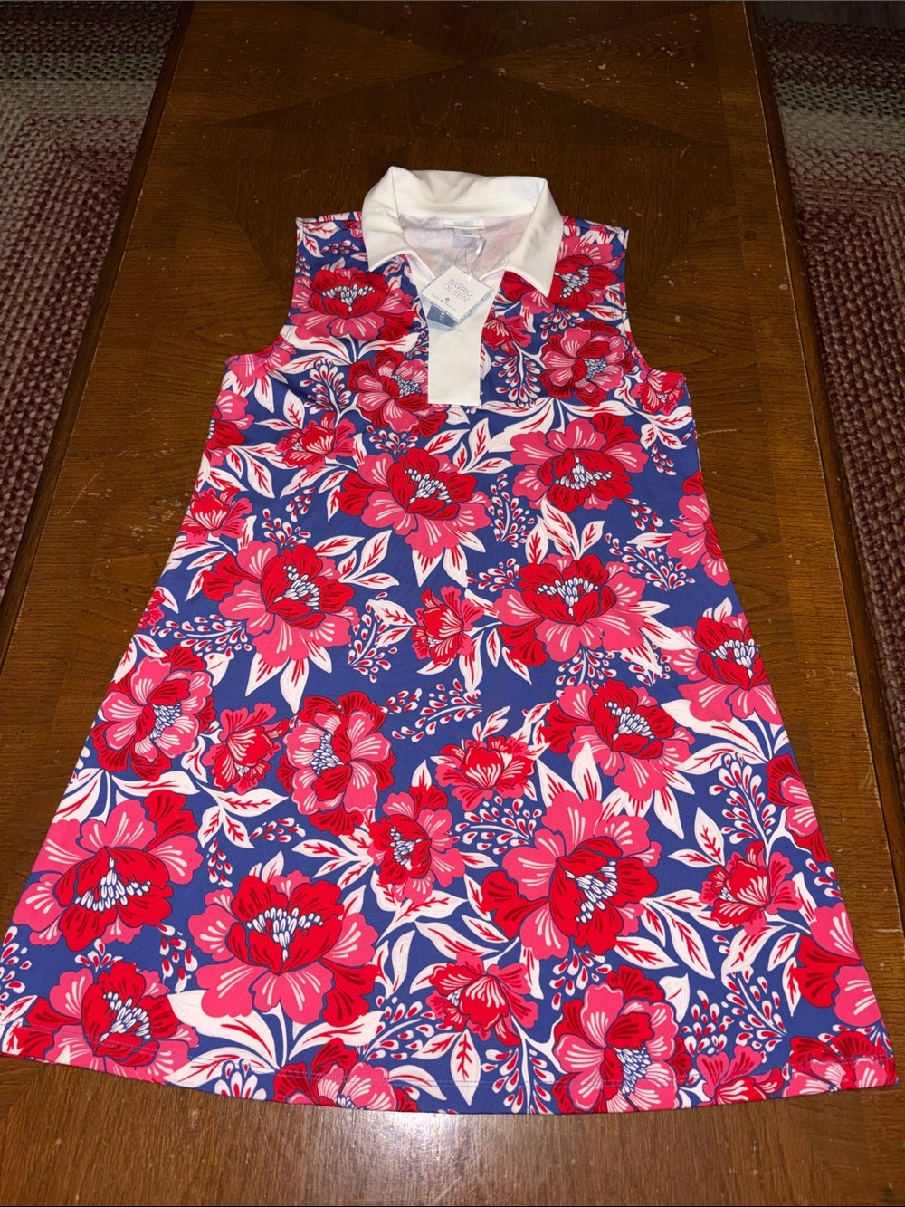 Sigrid Olsen Golf & Tennis Floral Sleeveless Polo Dress Size L